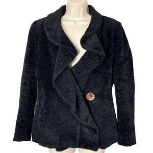 Max Mara Vintage Teddy Bear Icon Alpaca and Wool Black Jacket Size 8